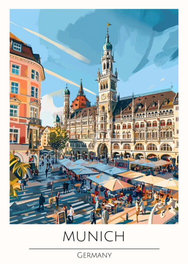 Arte digitale intitolato "Munich's Historic M…" da Chun Yu Guan, Opera d'arte originale, Immagine generata dall'IA Montato s…