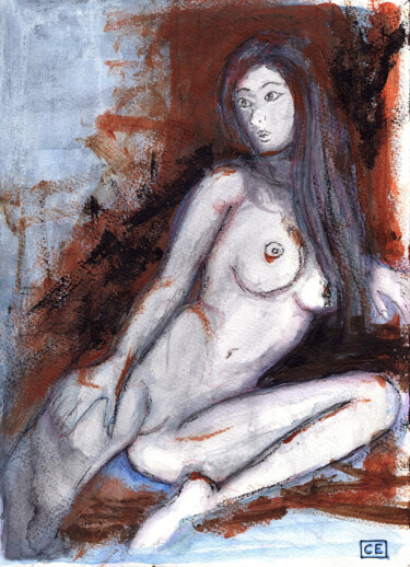 图画 标题为“Portrait of a Woman” 由Christian Envall, 原创艺术品, 水彩