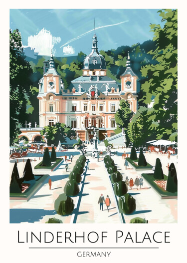 Digital Arts titled "Linderhof Palace: A…" by Chun Yu Guan, Original Artwork, AI generated image Mounted on Cardboard