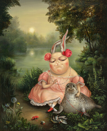 Lovely Seal, Print on canvas 50 cm. Εκτυπώσεις & Χαρακτικά με τίτλο "Lovely Seal, Print…" από Irena Aizen, Αυθεντικά έργα τέχνης, Ψηφιακή εκτύπωση Τοποθετήθηκε…