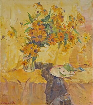 Sunny August Pittura intitolato "Sunny August" da Olena Mishyna, Opera d'arte originale, Olio Montato su Telaio per barella in legno