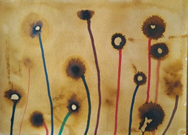 Schilderij getiteld "Tâches et lignes  -…" door Atelier Linea, Origineel Kunstwerk, Inkt