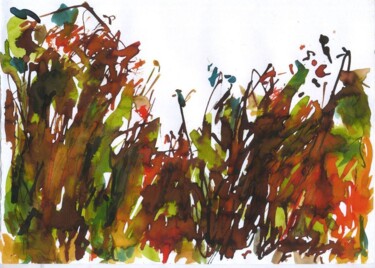 Pittura intitolato "Flower 6" da Subhashis Ghosh, Opera d'arte originale, Inchiostro