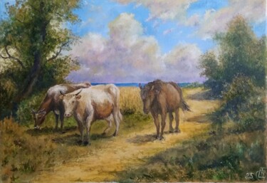 Painting titled "Painting "Rural lan…" by Sergiy Tsymbalov, Original Artwork, Oil