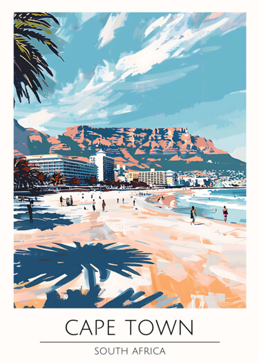 数字艺术 标题为“Cape Town Beach Esc…” 由春宇 关, 原创艺术品, AI生成的图像 安装在纸板上