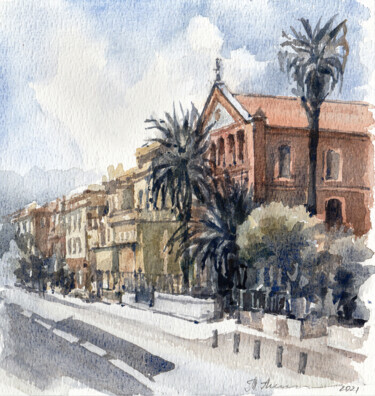 Menton, Promenade du Soleil Картина под названием "Menton, Promenade d…" - Tatiana Alekseeva, Подлинное произведение искусства, Акварель