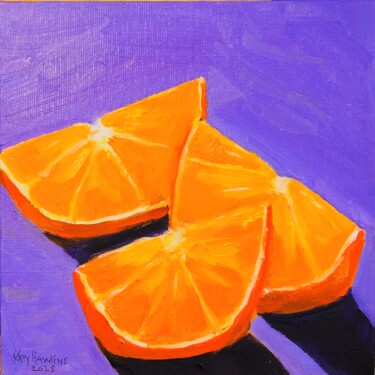 Pittura intitolato "Orange slices on vi…" da Katy Hawkins, Opera d'arte originale, Olio