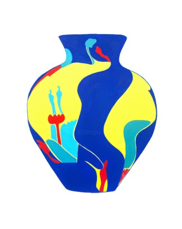 绘画 标题为“Stylized vase with…” 由Tatiana Belchenko, 原创艺术品, 丙烯 安装在木质担架架上