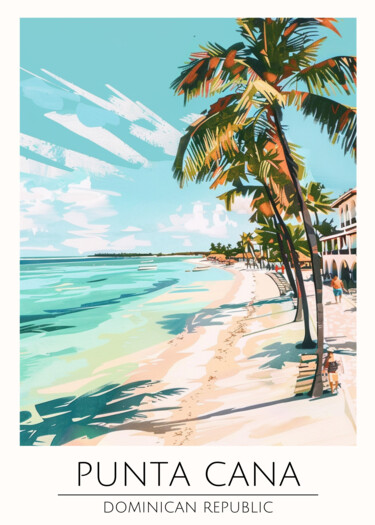 数字艺术 标题为“Punta Cana Beach Es…” 由春宇 关, 原创艺术品, AI生成的图像 安装在纸板上