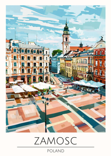 数字艺术 标题为“Zamosc, Poland: Vib…” 由春宇 关, 原创艺术品, AI生成的图像 安装在纸板上