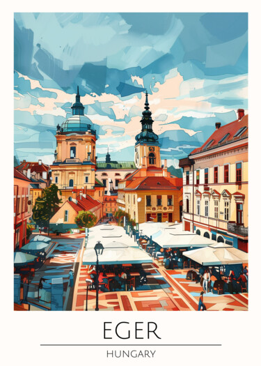 Digital Arts με τίτλο "Eger, Hungary: Vibr…" από 春宇 关, Αυθεντικά έργα τέχνης, Εικόνα που δημιουργήθηκε με AI Τοποθετήθηκε στ…