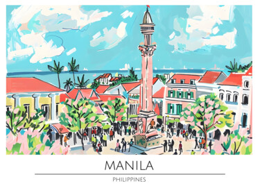 Arte digitale intitolato "Manila's Vibrant Co…" da Chun Yu Guan, Opera d'arte originale, Immagine generata dall'IA Montato s…