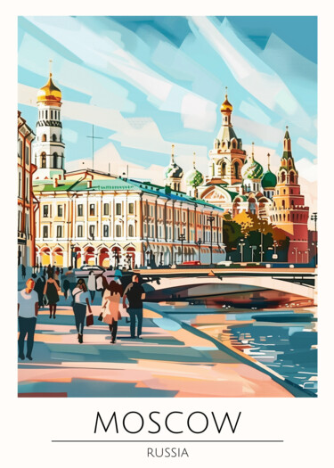 数字艺术 标题为“Moscow's Golden Dom…” 由春宇 关, 原创艺术品, AI生成的图像 安装在纸板上