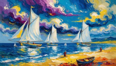 Digital Arts titled "Vele all'Orizzonte…" by Luisonart, Original Artwork, AI generated image