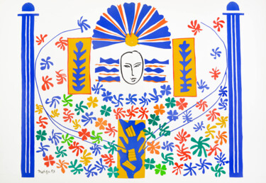 数字艺术 标题为“Matisse's Joyful Co…” 由春宇 关, 原创艺术品, AI生成的图像 安装在纸板上