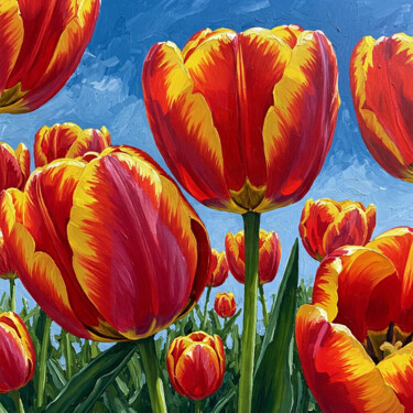 数字艺术 标题为“Red Tulips and the…” 由Alex Mir, 原创艺术品, 数字油画