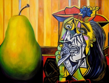 Painting titled "Paying with Picasso" by Carmelo Sortino, Original Artwork, Oil Mounted on Wood Stretcher frame