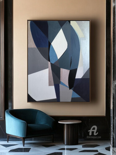 Painting titled "Панно Синий. Серия…" by Aliss Nikolina, Original Artwork, Acrylic Mounted on Wood Stretcher frame