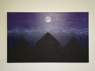 Schilderij getiteld "Pyramids in the nig…" door Valeriya Soul Art, Origineel Kunstwerk, Acryl Gemonteerd op Frame voor houte…