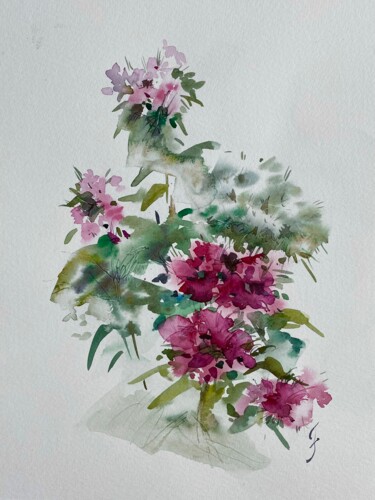 Drawing titled "Гвоздика" by Irina Sadykova, Original Artwork, Watercolor