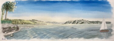 绘画 标题为“Paudex Beach” 由Barbara B., 原创艺术品, 水彩