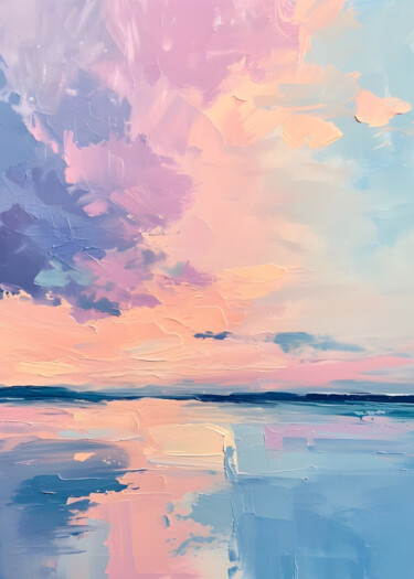 数字艺术 标题为“Pastel Horizon: Ser…” 由春宇 关, 原创艺术品, AI生成的图像 安装在纸板上