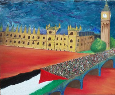 제목이 "A ponte de Londres…"인 미술작품 Marcia Marina로, 원작, 기름 나무 들것 프레임에 장착됨