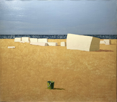 Pittura intitolato "Tufi sulla spiaggia" da Gio Mondelli, Opera d'arte originale, Acrilico