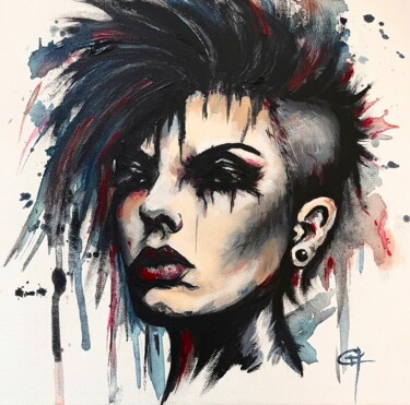 绘画 标题为“Éclat punk” 由Carole Baillarguet, 原创艺术品, 丙烯 安装在木质担架架上