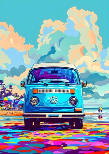数字艺术 标题为“Volkswagen Camper V…” 由春宇 关, 原创艺术品, AI生成的图像 安装在纸板上