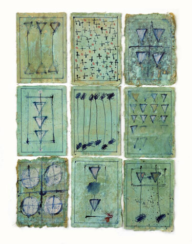 "Ink Water Gold 080" başlıklı Tablo Alfonse Pagano tarafından, Orijinal sanat, Guaş boya Diğer sert panel üzerine monte edil…