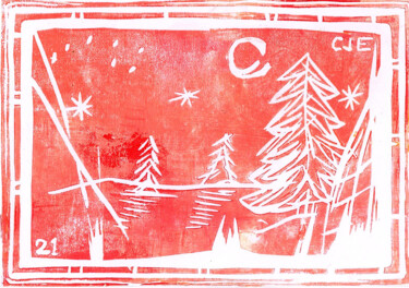 Printmaking titled "Winter IV" by Christian Envall, Original Artwork, Linocuts