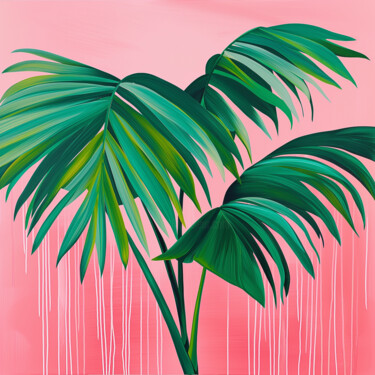 제목이 "Tropical Palm Frond…"인 디지털 아트 春宇 关로, 원작, AI 생성 이미지 판지에 장착됨
