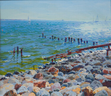 Картина под названием "Sea, midday. Small…" - Sviatoslav Barabash, Подлинное произведение искусства, Масло Установлен на Дер…