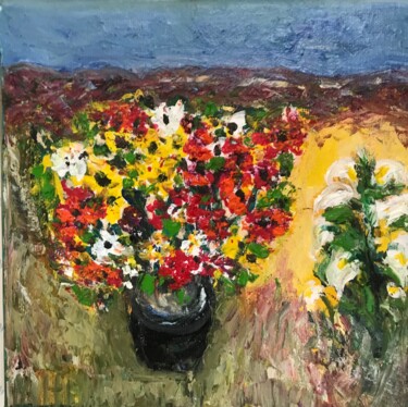 Ζωγραφική με τίτλο "La plante cadeau" από Maria Helena De  Macedo  Benier, Αυθεντικά έργα τέχνης, Λάδι
