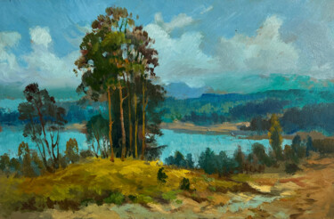 "River in Green Embr…" başlıklı Tablo Yuriy Suprunchuk tarafından, Orijinal sanat, Petrol Karton üzerine monte edilmiş