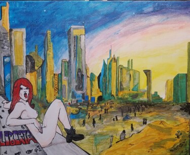 Painting titled "Irrévérence" by Roms, Original Artwork, Acrylic Mounted on Wood Stretcher frame