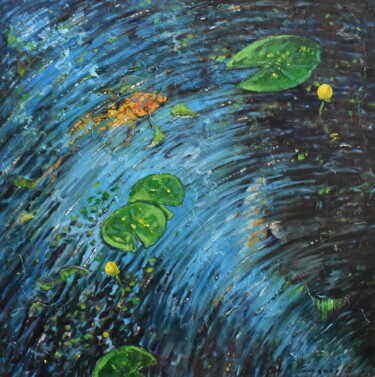 绘画 标题为“pond with fish” 由Grigorii Zulkarniaev, 原创艺术品, 油