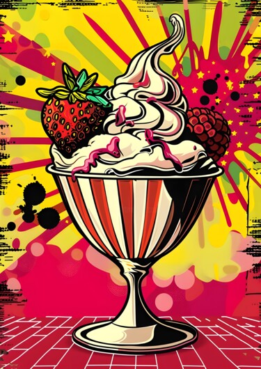 数字艺术 标题为“Vibrant Ice Cream S…” 由春宇 关, 原创艺术品, AI生成的图像 安装在纸板上