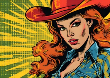 数字艺术 标题为“Cowgirl in the Sunb…” 由春宇 关, 原创艺术品, AI生成的图像 安装在纸板上