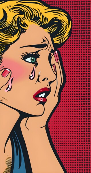 数字艺术 标题为“Pop Art Tears: Emot…” 由春宇 关, 原创艺术品, AI生成的图像 安装在纸板上