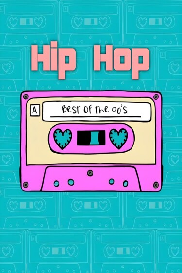 数字艺术 标题为“90's Hip Hop Mixtape” 由春宇 关, 原创艺术品, AI生成的图像 安装在纸板上