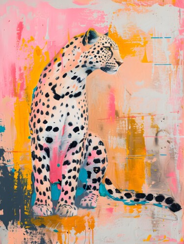 数字艺术 标题为“Savvy Leopard in Pa…” 由春宇 关, 原创艺术品, AI生成的图像 安装在纸板上