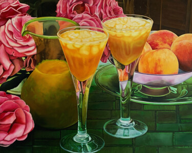 绘画 标题为“Peach Elixir” 由Renzo Valenti, 原创艺术品, 油 安装在木质担架架上