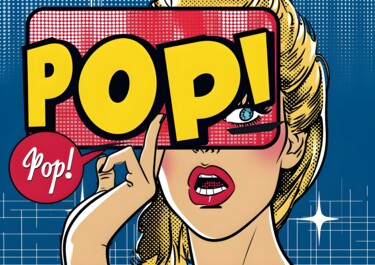 数字艺术 标题为“Pop Art Sensation:…” 由春宇 关, 原创艺术品, AI生成的图像 安装在纸板上