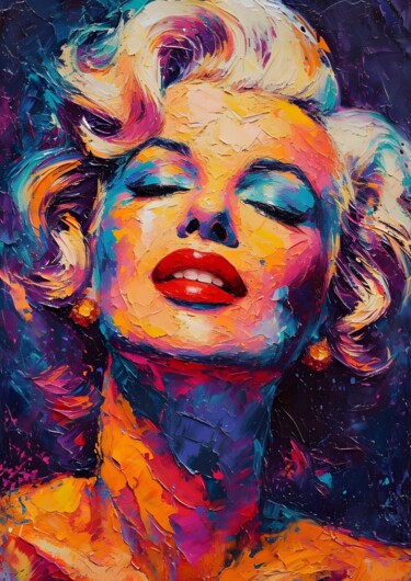 数字艺术 标题为“Vibrant Marilyn: Bo…” 由春宇 关, 原创艺术品, AI生成的图像 安装在纸板上