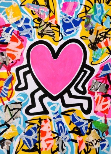 Love heart ( Tribute to Keith Haring ) "Love heart ( Tribut…" başlıklı Tablo Dr. Love tarafından, Orijinal sanat, Akrilik