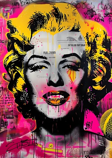 数字艺术 标题为“Pop Art Marilyn: Ur…” 由春宇 关, 原创艺术品, AI生成的图像 安装在纸板上