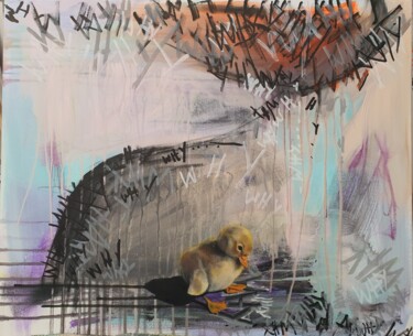 绘画 标题为“That damn rain in m…” 由Kerstin Vogel, 原创艺术品, 丙烯 安装在木质担架架上