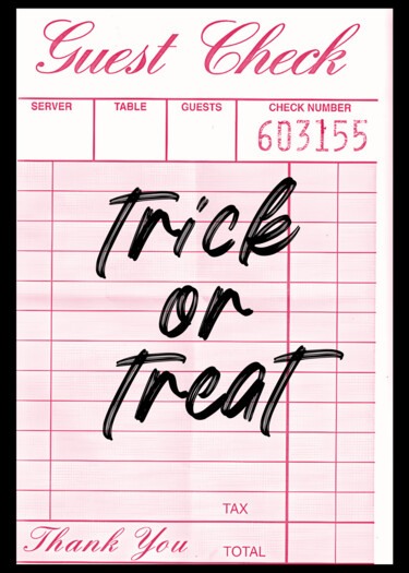 数字艺术 标题为“Spooky Guest Check:…” 由春宇 关, 原创艺术品, AI生成的图像 安装在纸板上